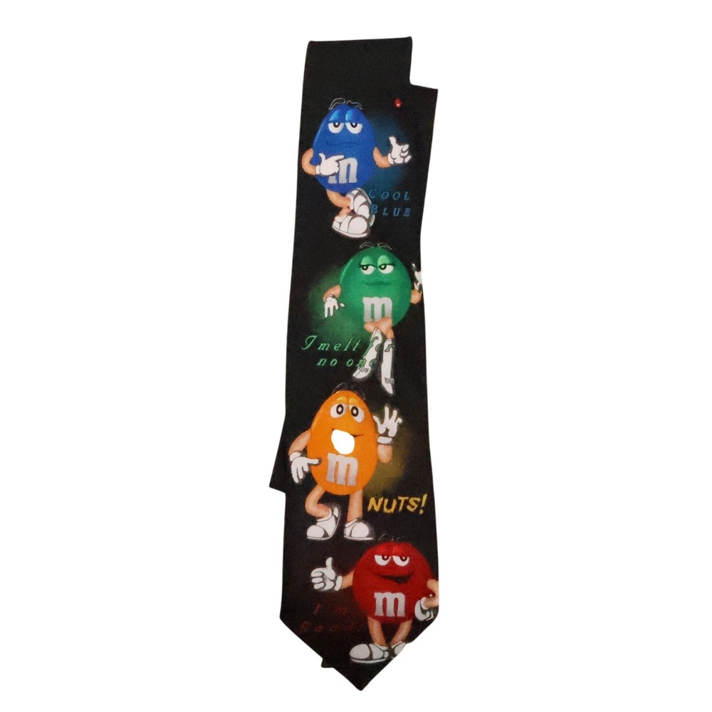 Ralph‎ Marlin M&M Novelty Necktie Mens Vintage 90s Candy Novelty Glow Kitschy